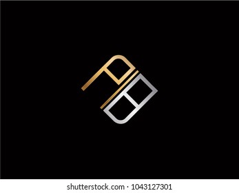 PB square shape Letter logo Design in silver gold color
