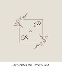 PB wedding line square monogram with high quality professional design that will print well