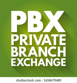 PBX: acrónimo de Private Branch eXchange, fondo de concepto de negocio