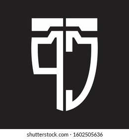 PC Abstract logo monogram with emblem style isolated on black background