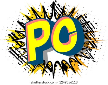 PC (Acronym which stands for Personal Computer) - Vector illustrated comic book style phrase on abstract background.