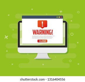 Pc alert notification concept warning , spam , viruses, internet errors, trojan