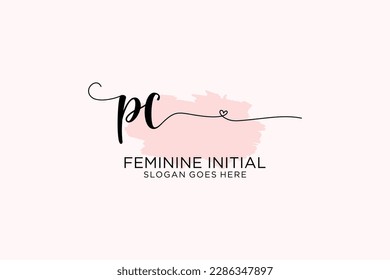 PC beauty monogram and elegant logo design handwriting logo of initial signature, wedding, fashion, floral and botanical with creative template.