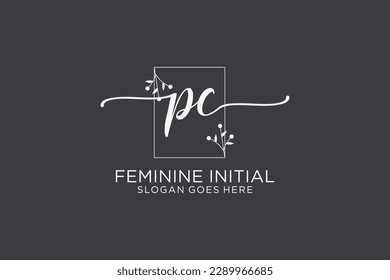 PC beauty monogram and elegant logo design handwriting logo of initial signature, wedding, fashion, floral and botanical with creative template.