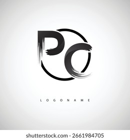 PC Brush Stroke Logo – Modern Artistic Symbol with Ink Texture for Creative Branding and Visual Identity Design