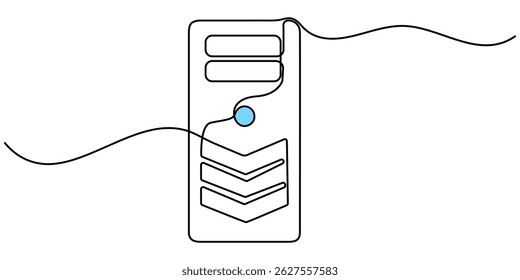 pc case continuous one line drawing, Computer Case Line icon, Sketch Design, Pixel perfect, Editable stroke. Computer Technology, PC Computer Icon - Editable Stroke.