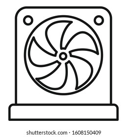 Pc case fan icon. Outline pc case fan vector icon for web design isolated on white background