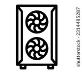 Pc case gaming icon vector designed in detailed outline lineal style (64px artboard 2px stroke)