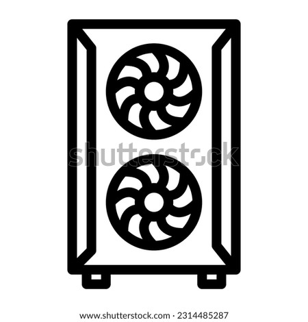 Pc case gaming icon vector designed in detailed outline lineal style (64px artboard 2px stroke)