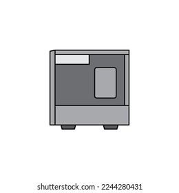 Icono de caso de PC en color, aislado en fondo blanco 