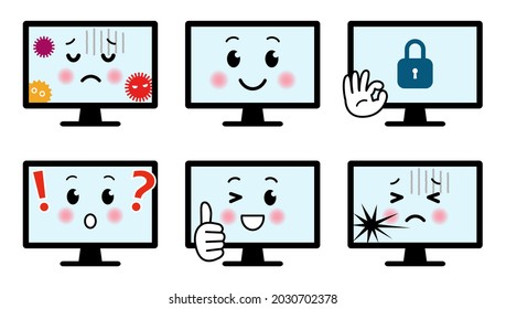 PC-Charakter. Vektorsymbol-Set im Cartoon-Stil.