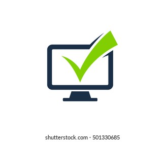 PC Check Computer Logo Design Template