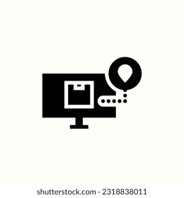 pc, check, location, package, track, delivery icon, isolated glyph icon in light background, perfect for website, blog, logo, graphic design, social media, UI, mobile app