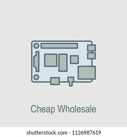 PC Chip icon. Element of computer parts with name icon for mobile concept and web apps. Filled outline PC Chip icon can be used for web and mobile on gray background