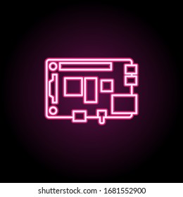 Pc chip neon icon. Simple thin line, outline vector of computer parts icons for ui and ux, website or mobile application