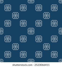 PC Chip with Virus vector concept seamless pattern in outline style