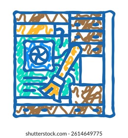 pc cleaning repair computer doodle icon sketch vector. pc cleaning repair computer sign. isolated symbol illustration