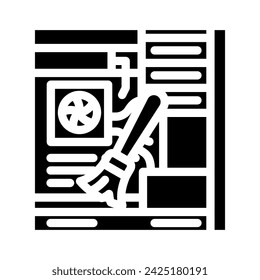 pc cleaning repair computer glyph icon vector. pc cleaning repair computer sign. isolated symbol illustration