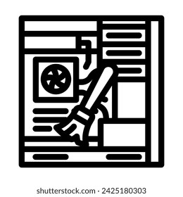 pc cleaning repair computer line icon vector. pc cleaning repair computer sign. isolated contour symbol black illustration