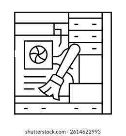 pc cleaning repair computer line icon vector. pc cleaning repair computer sign. isolated contour symbol black illustration