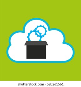 pc cloud gear digital web vector illustration eps 10