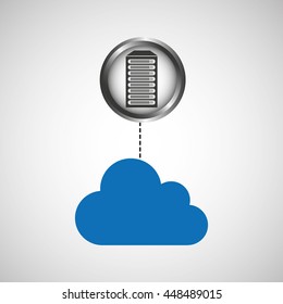pc cloud security system icon vector illustration
