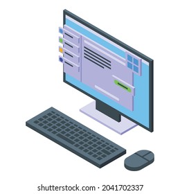 Pc code development icon isometric vector. Web api. Software cloud