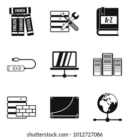 PC communication icons set. Simple set of 9 pc communication vector icons for web isolated on white background