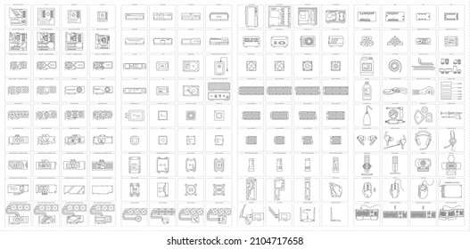 PC Components Editable Icons For Custom Built Water Cooled Computers - Eps Format