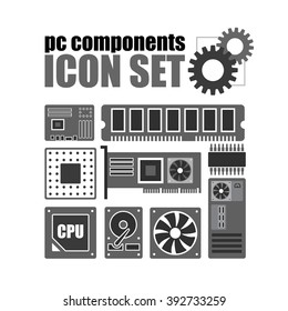 pc components icon set. PC service
