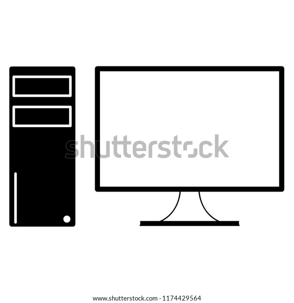 Pc Computer Front Icon Vectro Illustrator Stock Vector Royalty Free
