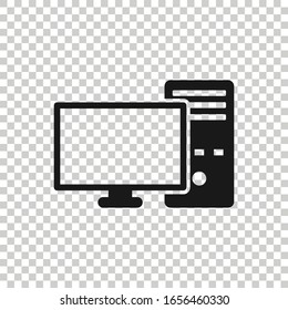 Pc computer icon in flat style. Desktop vector illustration on white isolated background. Device monitor business concept.