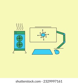 pc computer icon, pc  line icons in simple and minimalist style.