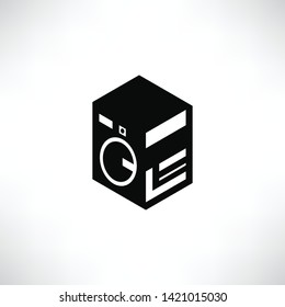 pc computer icon solid isometric design