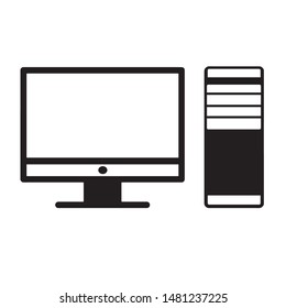  PC computer icon vector black color