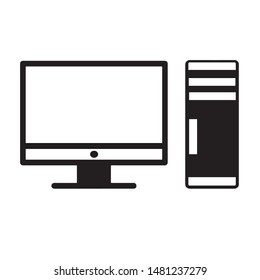  PC computer icon vector black color
