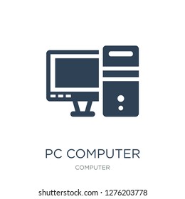 pc computer with monitor icon vector on white background, pc computer with monitor trendy filled icons from Computer collection, pc computer with monitor vector illustration