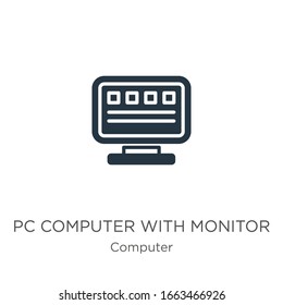 Pc computer with monitor icon vector. Trendy flat pc computer with monitor icon from computer collection isolated on white background. Vector illustration can be used for web and mobile graphic 