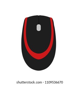 PC computer optical mouse vector flat icon top view. Simple illustration internet surf symbol. Wireless office hand device cursor image. Silhouette logo pictogram. 