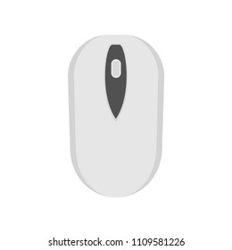 PC computer optical mouse vector flat icon top view. Simple illustration internet surf symbol. Wireless office hand device cursor image. Silhouette logo pictogram.