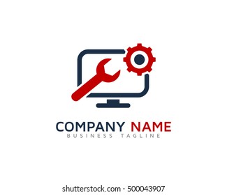 Pc Computer Repair Service Logo Template