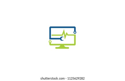 pc computer service logo icon vector