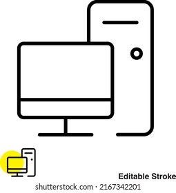 Pc Computer Vector Line Icon