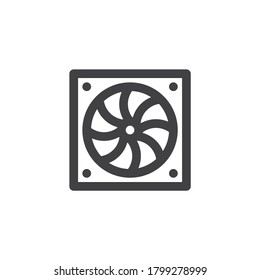PC cooler line icon. linear style sign for mobile concept and web design. Computer fan outline vector icon. Symbol, logo illustration. Vector graphics