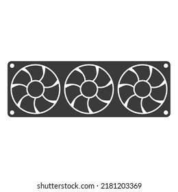 PC cooler.Computer hardware fan glyph icon isolated on white background.Vector illustration.