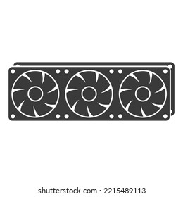 PC cooler.Computer hardware fan glyph icon isolated on white background.Vector illustration.