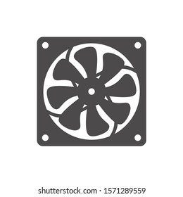 PC cooler.Computer hardware fan icon in a flat style.Vector illustration..