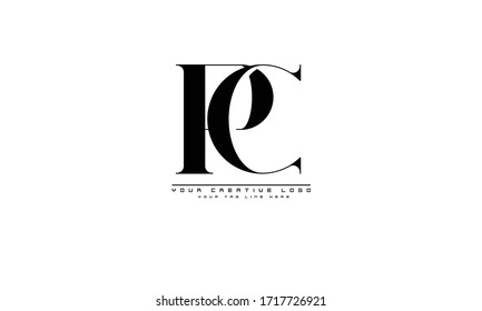 Plantilla de monograma de logotipo de vector abstracto CP PC