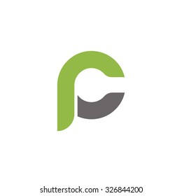 pc, cp initial overlapping rounded letter logo