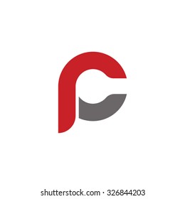 pc, cp initial overlapping rounded letter logo